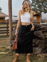 Vintage-Inspired Denim Cargo Midi Skirt